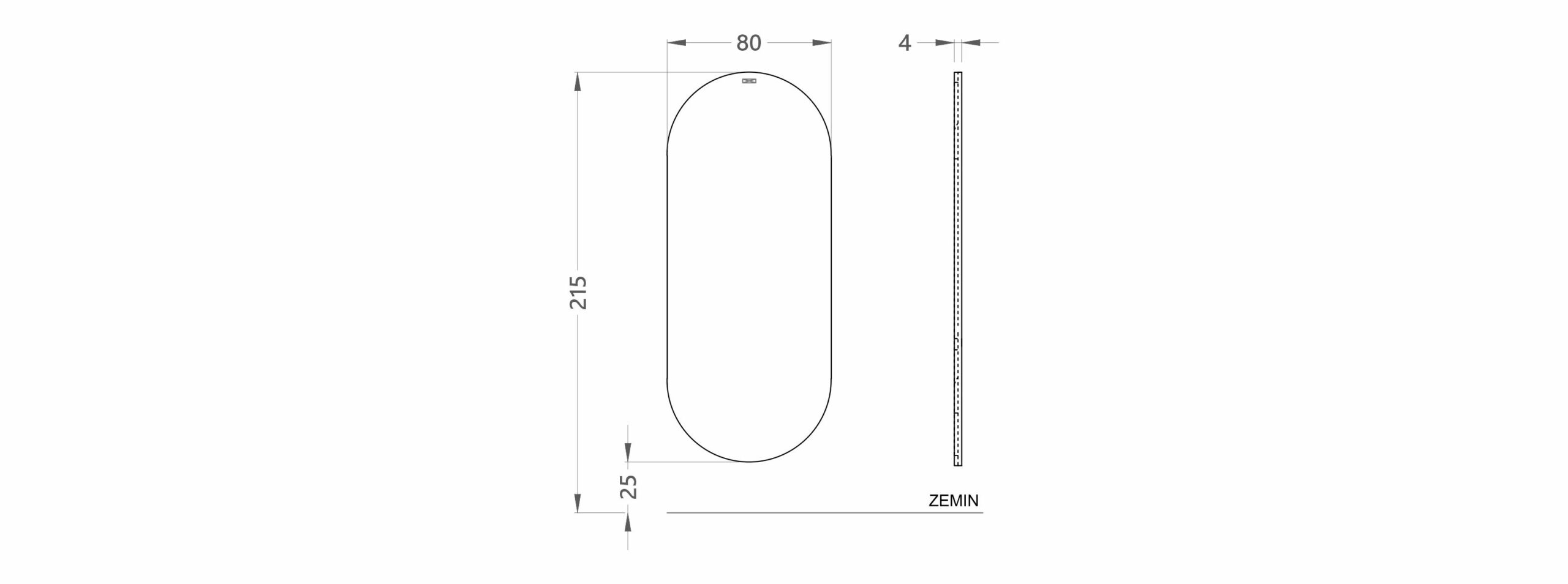 AURA MISURE L 80 cm H1 190 cm P 4 cm