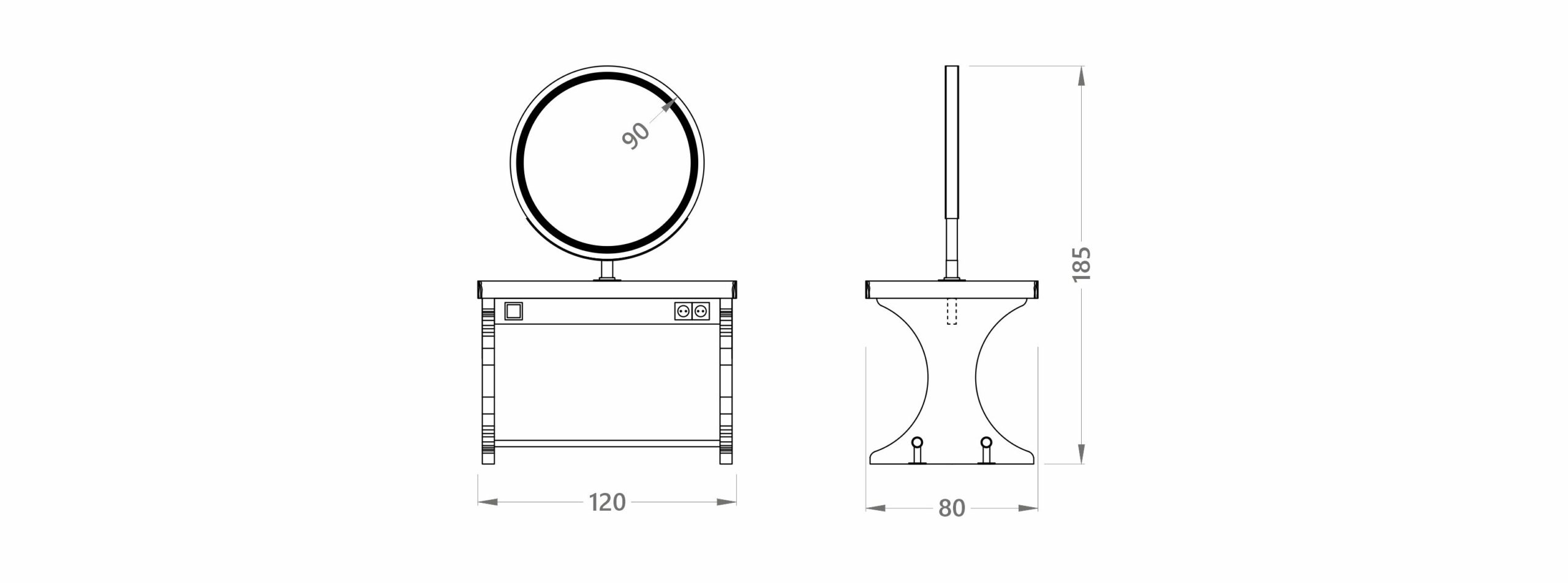 cerchio legnoso isola MISURE L 120 cm H1 185 cm P 40 cm